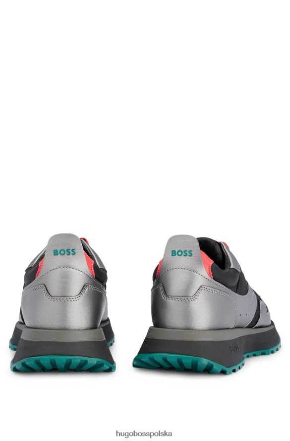Hugo Boss metaliczne buty sportowe z różnych materiałów w popowych kolorach: czarny hugo czarny R0X0H64698