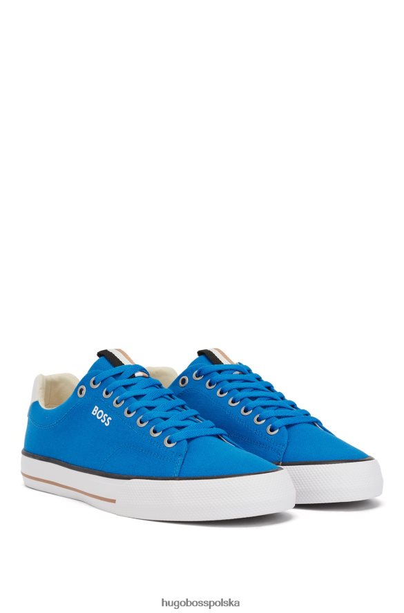 Hugo Boss niebieskie buty sportowe hugo z płótna bawełnianego z charakterystycznymi paskami niebieski R0X0H64694