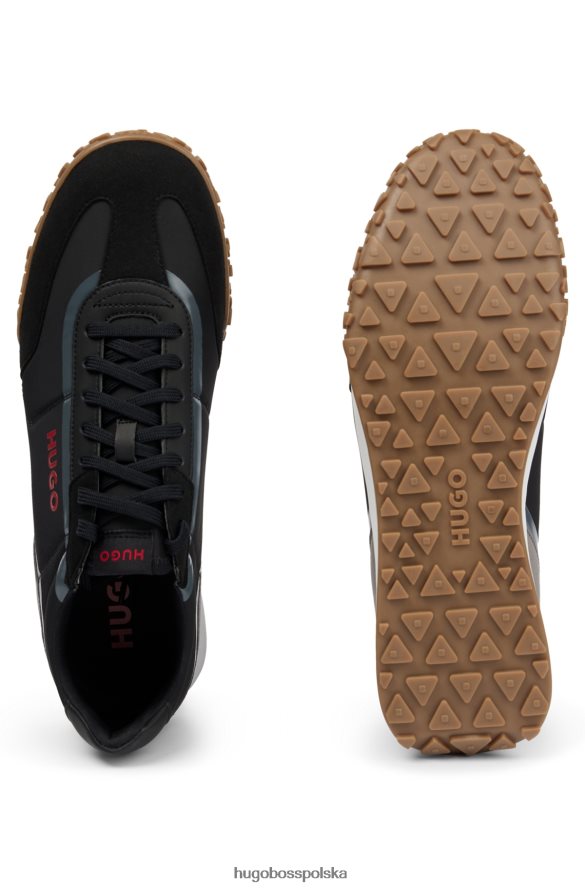 Hugo Boss niskie buty sportowe z końcówkami skrzydeł z mikrofibry hugo czarne czarny R0X0H64831