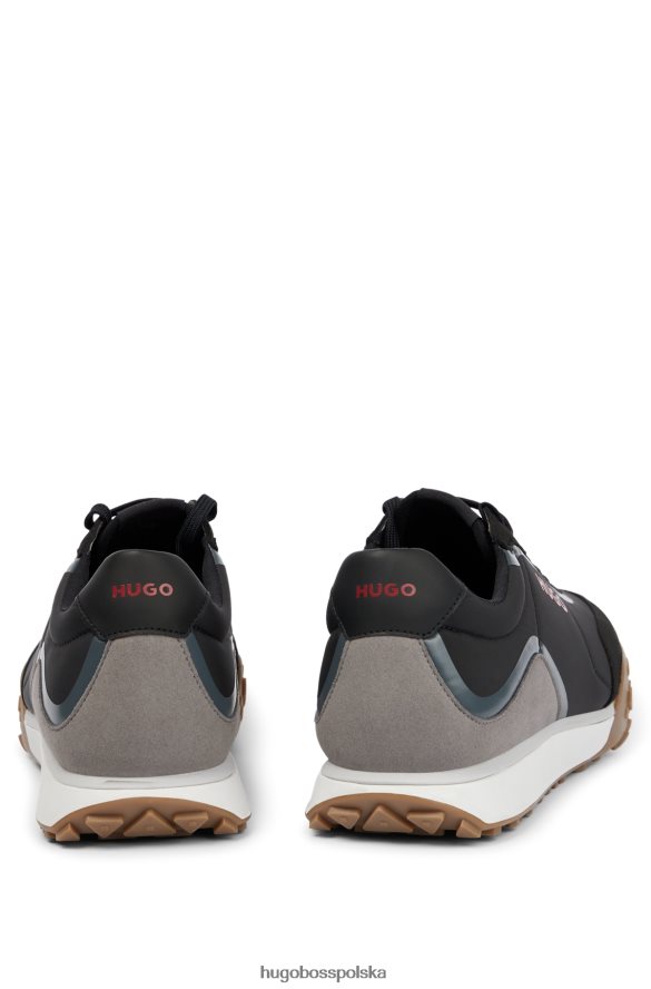 Hugo Boss niskie buty sportowe z końcówkami skrzydeł z mikrofibry hugo czarne czarny R0X0H64831