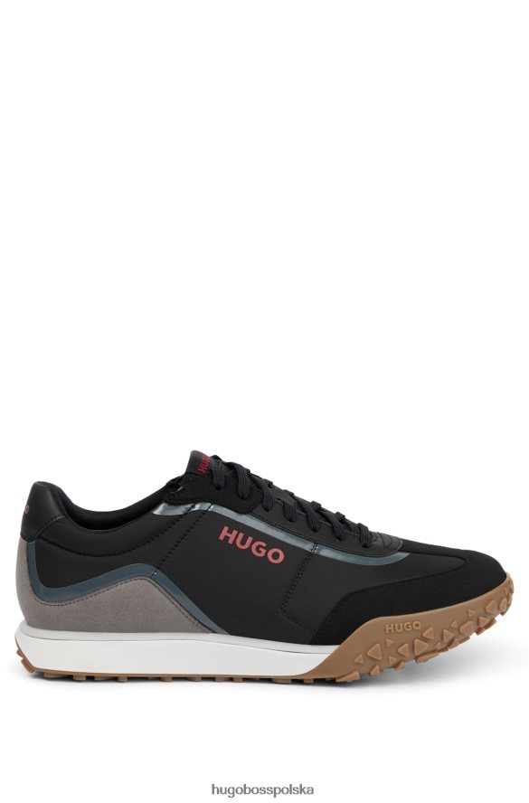 Hugo Boss niskie buty sportowe z końcówkami skrzydeł z mikrofibry hugo czarne czarny R0X0H64831