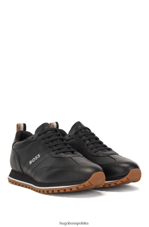 Hugo Boss niskie buty sportowe ze skóry z perforowanymi detalami, czarne hugo czarny R0X0H64991