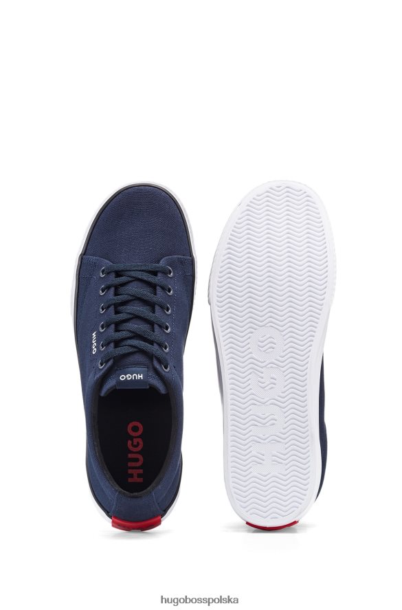 Hugo Boss płócienne tenisówki z czerwoną naszywką z logo i gumową podeszwą hugo w kolorze ciemnoniebieskim ciemny niebieski R0X0H64751