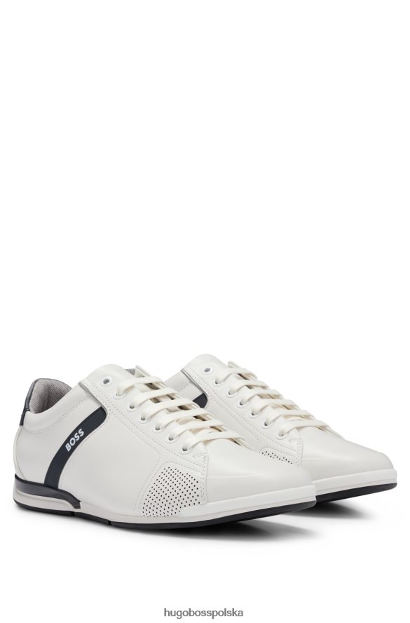 Hugo Boss skórzane buty sportowe o niskiej cholewce z logo i gumowanymi detalami, białe hugo biały R0X0H64746