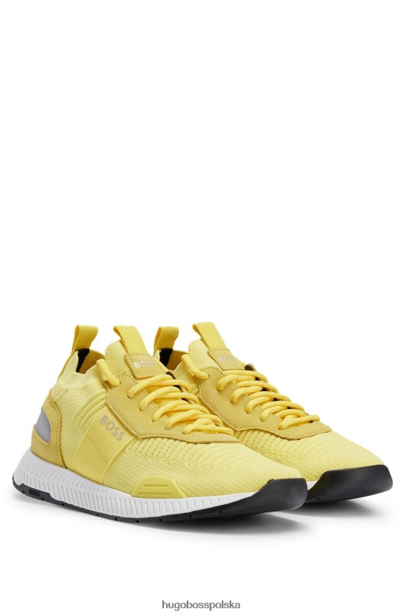 Hugo Boss skarpetkowe buty sportowe z cholewką Repreve jasnożółty hugo jasny zółty R0X0H64716
