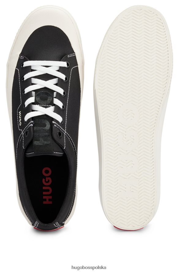 Hugo Boss tenisówki z niskim stanem i gumowymi zderzakami z czerwoną metką z logo hugo w kolorze czarnym czarny R0X0H64825