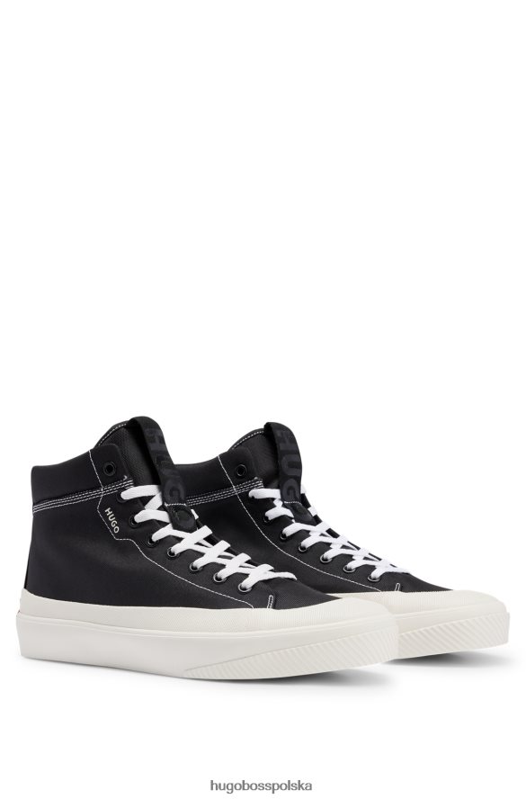 Hugo Boss wysokie buty sportowe z gumowymi zderzakami i czerwoną metką z logo Hugo Black czarny R0X0H64937