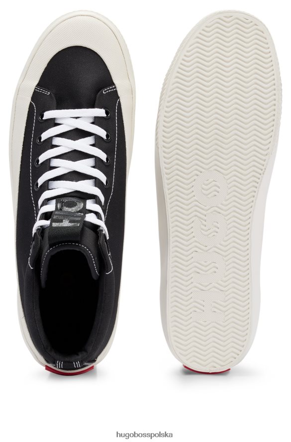 Hugo Boss wysokie buty sportowe z gumowymi zderzakami i czerwoną metką z logo Hugo Black czarny R0X0H64937