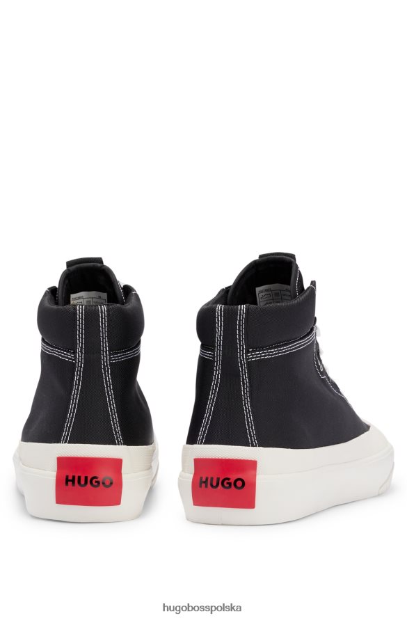 Hugo Boss wysokie buty sportowe z gumowymi zderzakami i czerwoną metką z logo Hugo Black czarny R0X0H64937