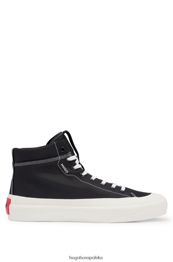 Hugo Boss wysokie buty sportowe z gumowymi zderzakami i czerwoną metką z logo Hugo Black czarny R0X0H64937