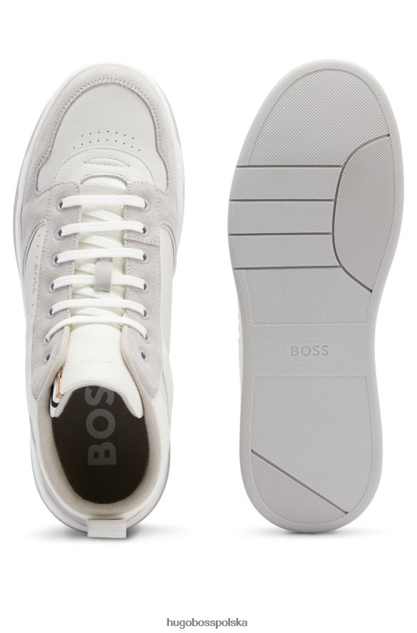 Hugo Boss wysokie buty sportowe ze skóry z detalami z logo hugo w kolorze białym biały R0X0H65043