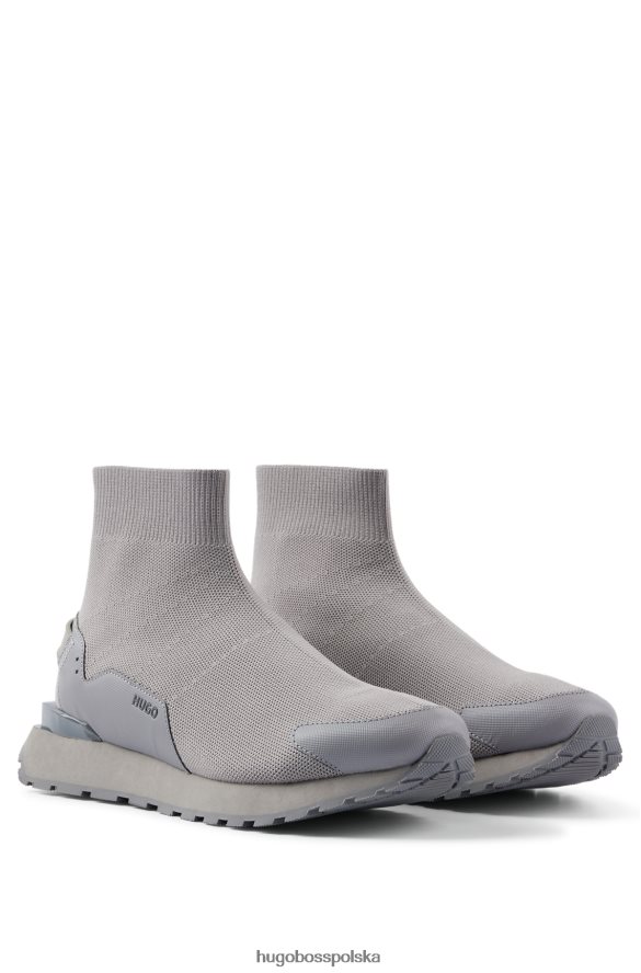 Hugo Boss wysokie buty sportowe ze skarpetami i pętelką z logo hugo szare szary R0X0H64960