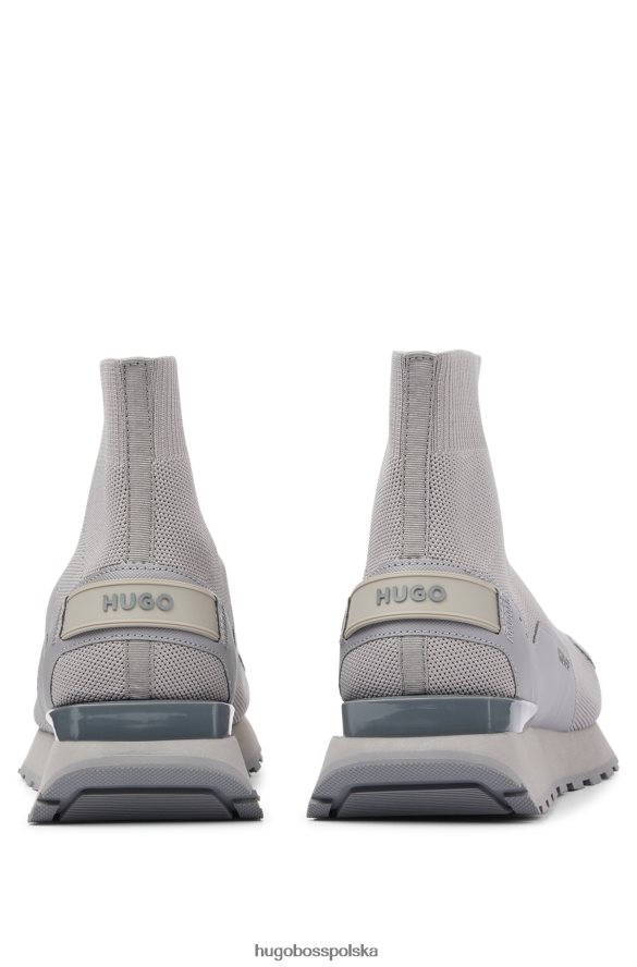 Hugo Boss wysokie buty sportowe ze skarpetami i pętelką z logo hugo szare szary R0X0H64960