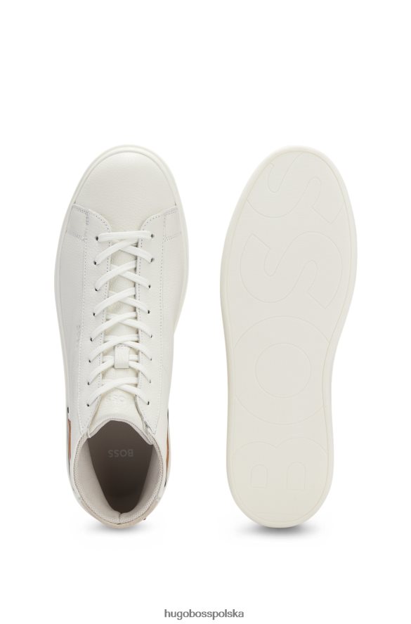 Hugo Boss wysokie buty sportowe ze sztucznej skóry z charakterystycznym białym paskiem hugo biały R0X0H64651