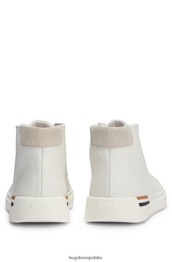 Hugo Boss wysokie buty sportowe ze sztucznej skóry z charakterystycznym białym paskiem hugo biały R0X0H64651