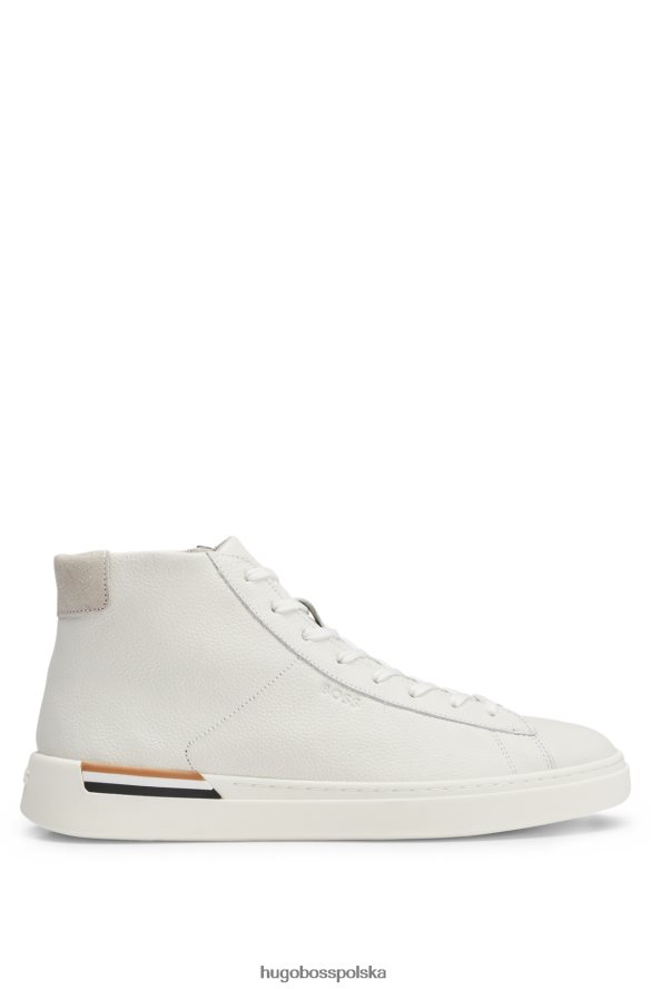 Hugo Boss wysokie buty sportowe ze sztucznej skóry z charakterystycznym białym paskiem hugo biały R0X0H64651