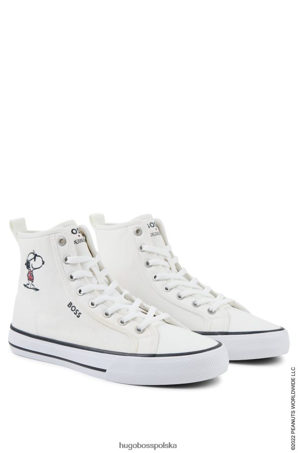 Hugo Boss x Wysokie buty sportowe z płótna bawełnianego orzeszków ziemnych z ekskluzywnymi grafikami biały R0X0H64776