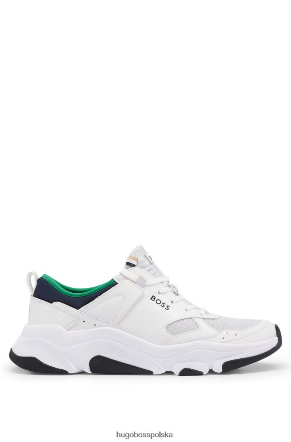Hugo Boss x ajbxng buty sportowe ze skóry i siateczki z detalami z logo biały R0X0H65020