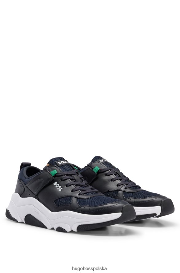 Hugo Boss x ajbxng buty sportowe ze skóry i siateczki z detalami z logo ciemny niebieski R0X0H65021