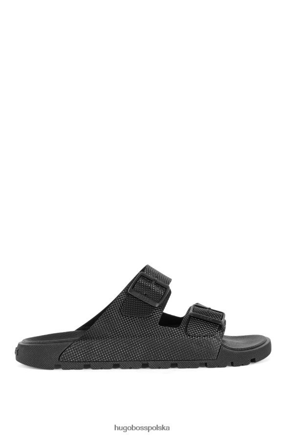 Hugo Boss Czarne sandały hugo z dwoma paskami i strukturalną cholewką czarny R0X0H64962