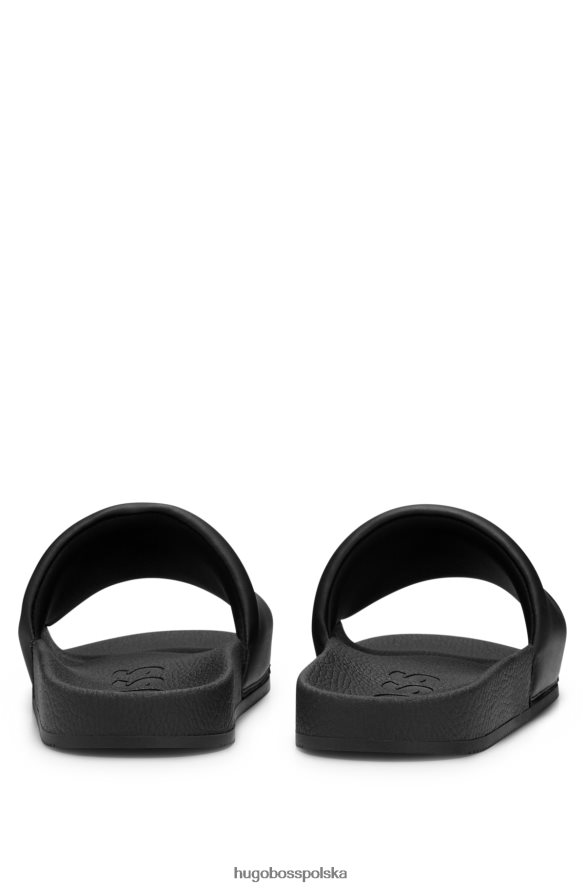 Hugo Boss Czarne, włoskie klapki hugo z haftowanym logo czarny R0X0H65010