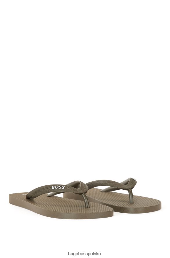 Hugo Boss Klapki marki Hugo w kolorze khaki ze strukturalnymi paskami khaki R0X0H64888