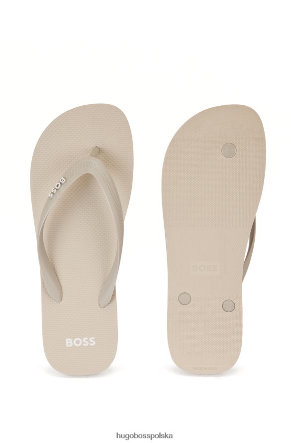 Hugo Boss Klapki marki hugo na strukturyzowanych paskach w kolorze jasnego beżu jasny beż R0X0H64889