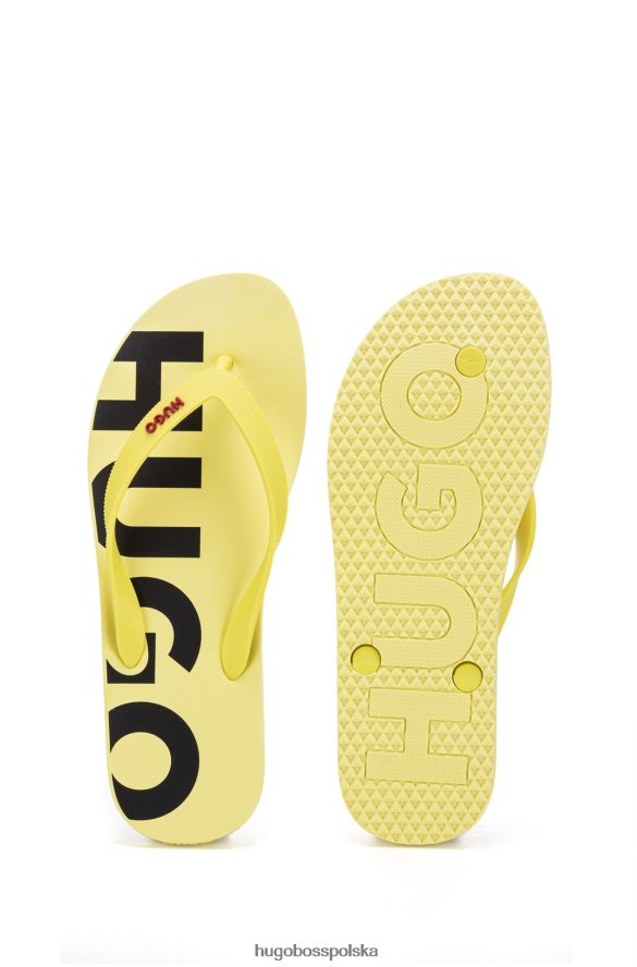 Hugo Boss Włoskie klapki z logo Hugo w kolorze żółtym żółty R0X0H64931