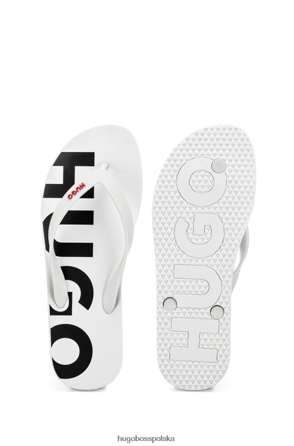 Hugo Boss białe, włoskie klapki z logo hugo biały R0X0H64930