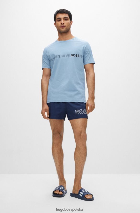 Hugo Boss ciemnoniebieskie, włoskie klapki z kontrastowym paskiem z logo hugo ciemny niebieski R0X0H64800