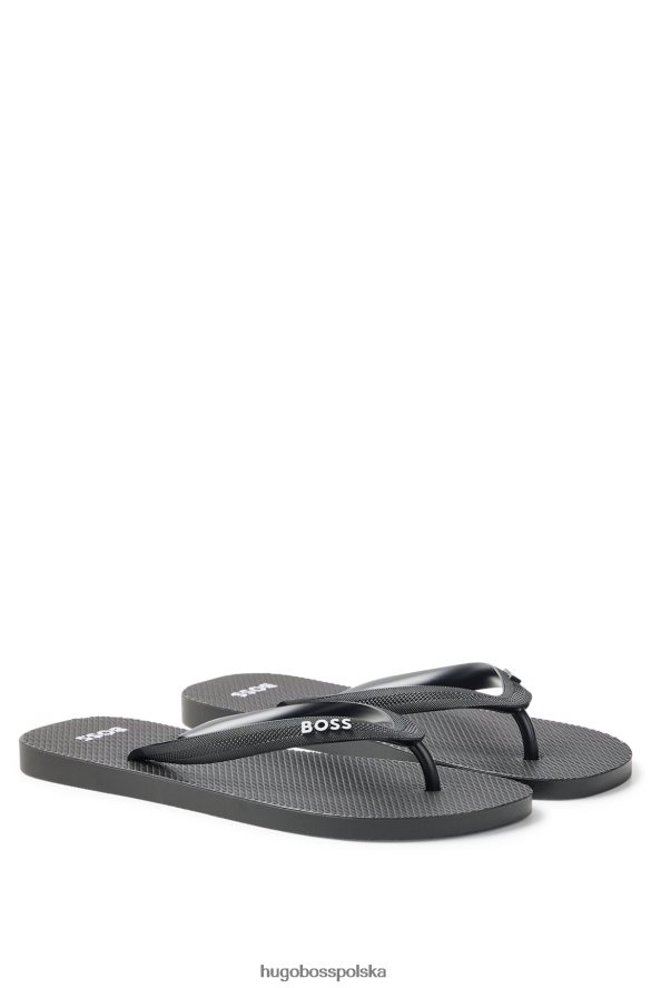 Hugo Boss czarne markowe klapki ze strukturalnymi paskami hugo czarny R0X0H64891