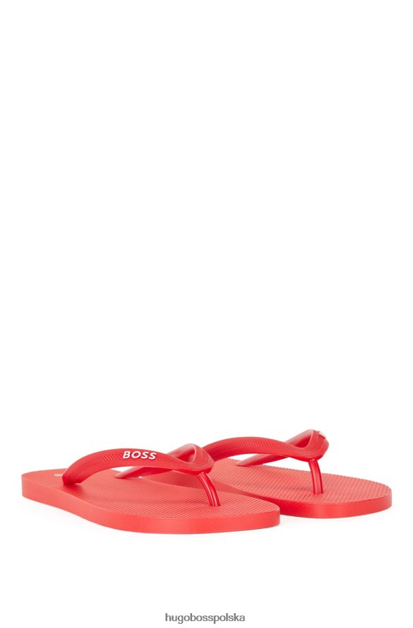 Hugo Boss czerwone klapki marki hugo ze strukturalnymi paskami czerwony R0X0H64887