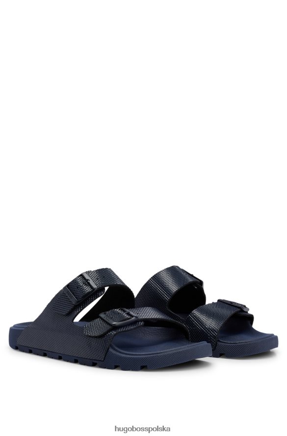 Hugo Boss sandały z dwoma paskami i strukturalną cholewką w kolorze ciemnoniebieskim hugo ciemny niebieski R0X0H64964