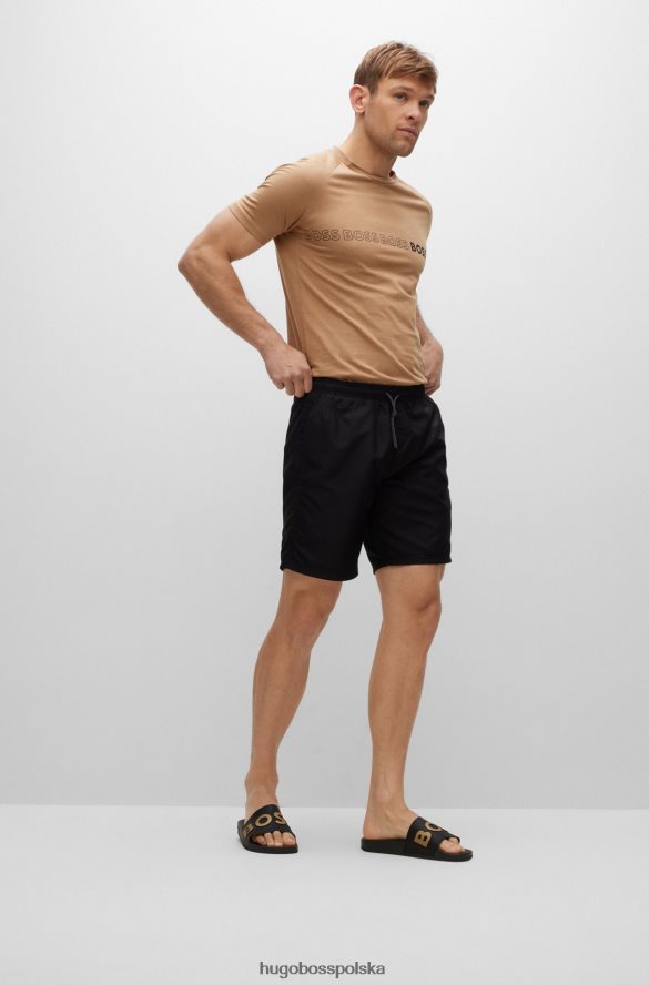 Hugo Boss włoskie klapki z kontrastowym paskiem z logo, czarne hugo czarny R0X0H64805