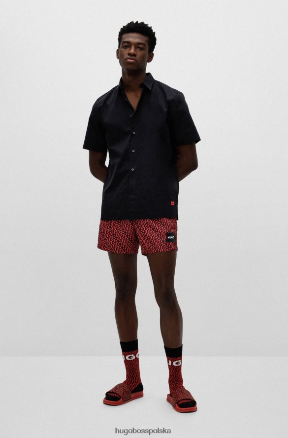 Hugo Boss włoskie klapki z nadrukiem logo Hugo Red czerwony R0X0H64880