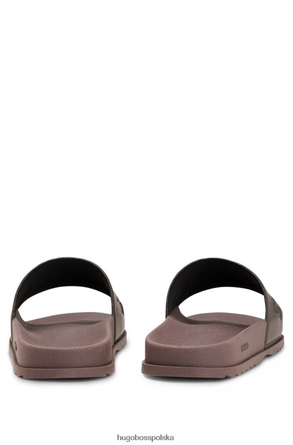 Hugo Boss włoskie klapki z paskiem z logo, ciemnobrązowe hugo ciemny brąz R0X0H64823