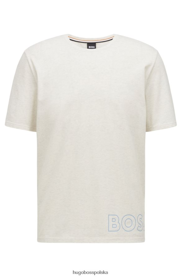 Hugo Boss Biała piżamowa koszulka hugo z elastycznej bawełny z obrysowym logo biały R0X0H62937