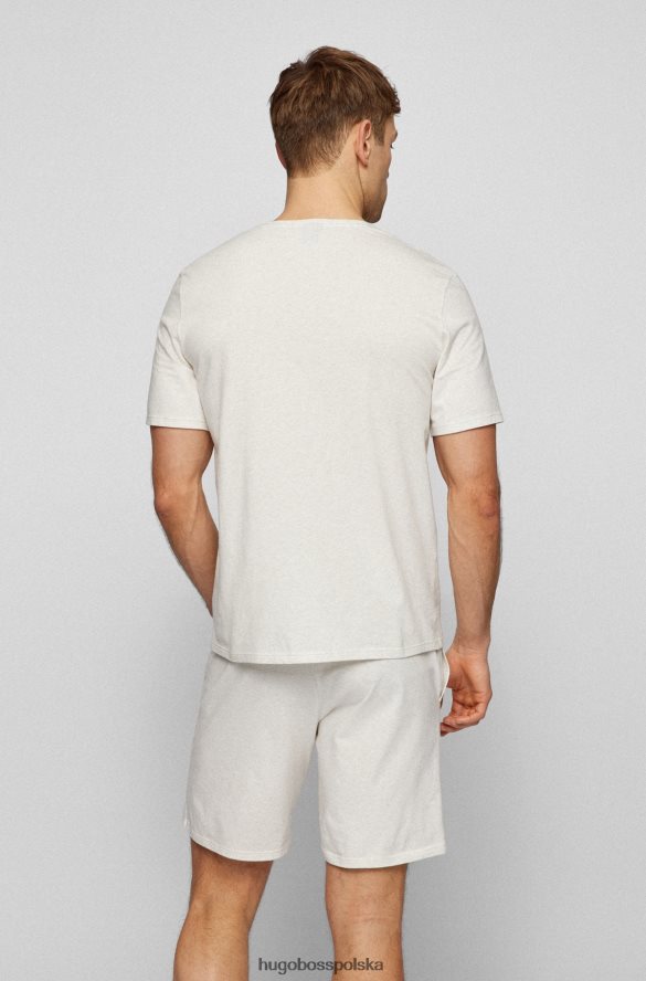 Hugo Boss Biała piżamowa koszulka hugo z elastycznej bawełny z obrysowym logo biały R0X0H62937