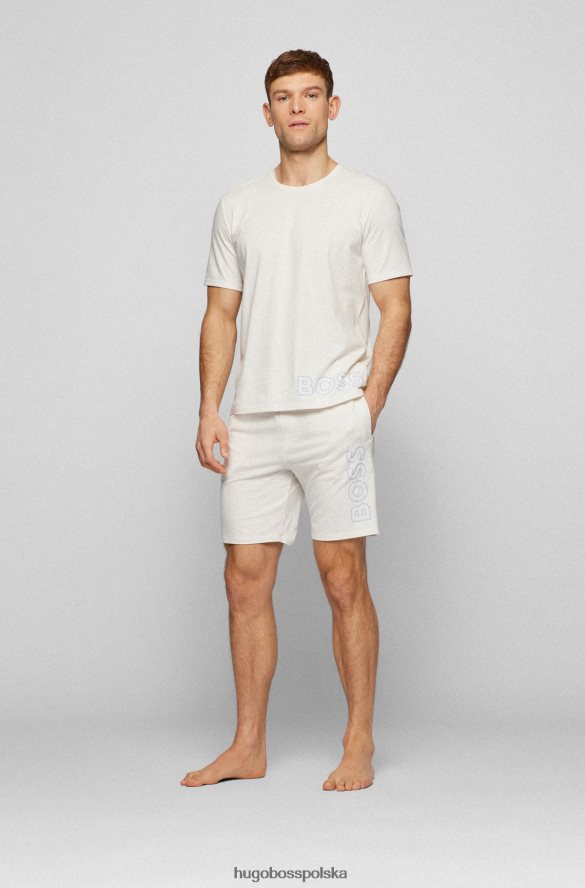 Hugo Boss Białe szorty od piżamy Hugo z rozciągliwej bawełny z zarysowanym logo biały R0X0H64195