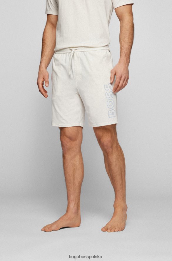 Hugo Boss Białe szorty od piżamy Hugo z rozciągliwej bawełny z zarysowanym logo biały R0X0H64195