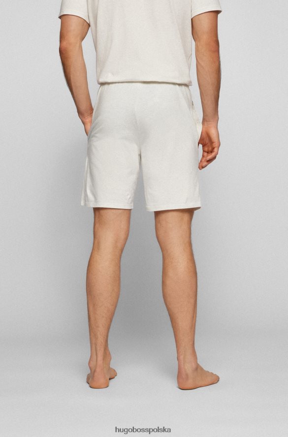 Hugo Boss Białe szorty od piżamy Hugo z rozciągliwej bawełny z zarysowanym logo biały R0X0H64195
