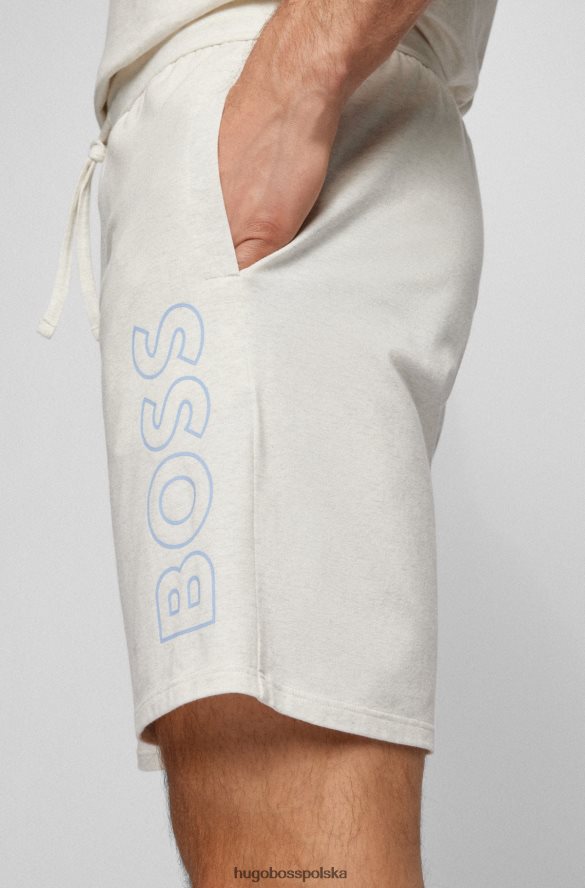 Hugo Boss Białe szorty od piżamy Hugo z rozciągliwej bawełny z zarysowanym logo biały R0X0H64195