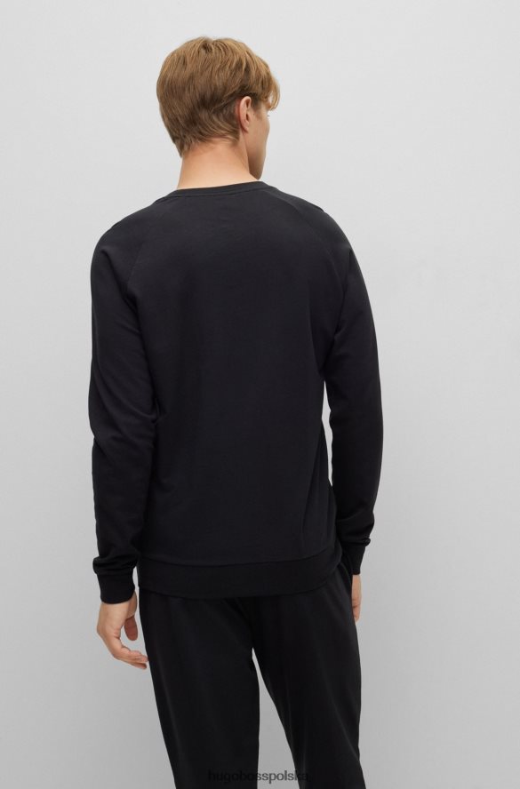 Hugo Boss Bluza z bawełny frotte w kropki i logo hugo w kolorze czarnym czarny R0X0H63892