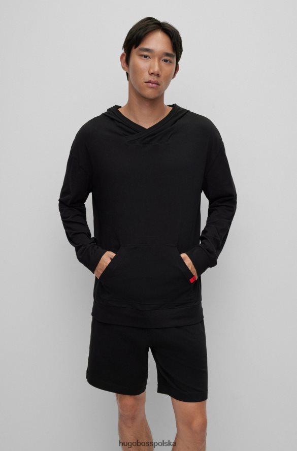 Hugo Boss Bluza z kapturem hugo ze skrzyżowanym dekoltem, wykonana z elastycznej bawełny, w kolorze czarnym czarny R0X0H62283