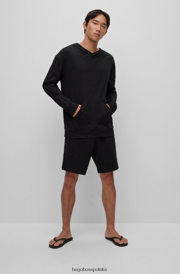 Hugo Boss Bluza z kapturem hugo ze skrzyżowanym dekoltem, wykonana z elastycznej bawełny, w kolorze czarnym czarny R0X0H62283