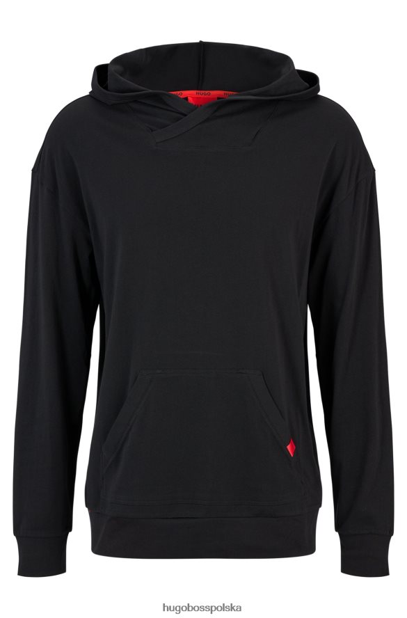 Hugo Boss Bluza z kapturem hugo ze skrzyżowanym dekoltem, wykonana z elastycznej bawełny, w kolorze czarnym czarny R0X0H62283