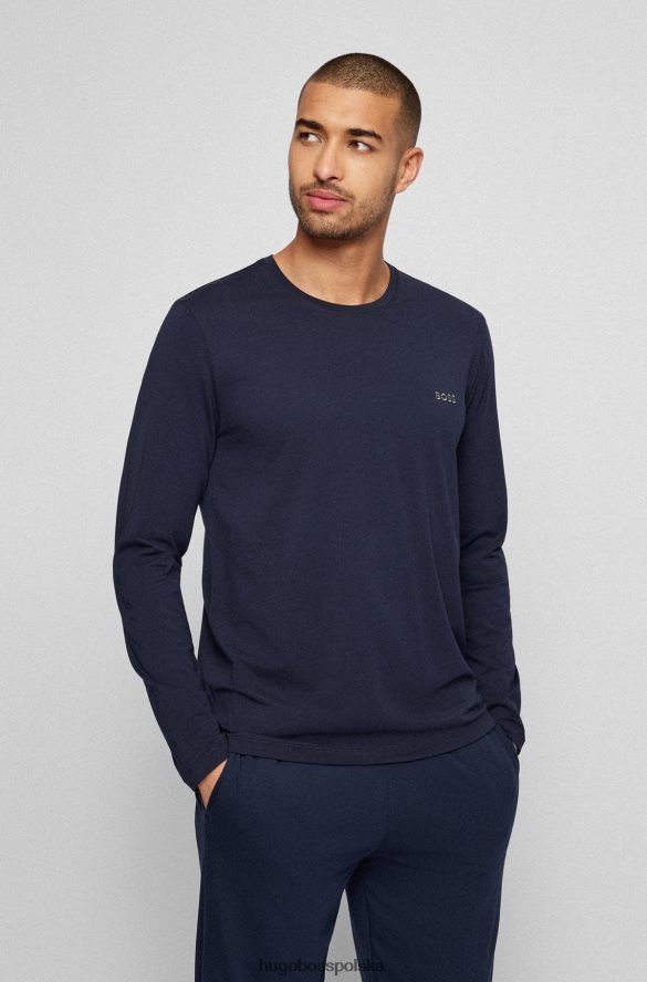 Hugo Boss Ciemnoniebieska koszulka hugo z elastycznej bawełny o regularnym kroju z haftowanym logo ciemny niebieski R0X0H61163