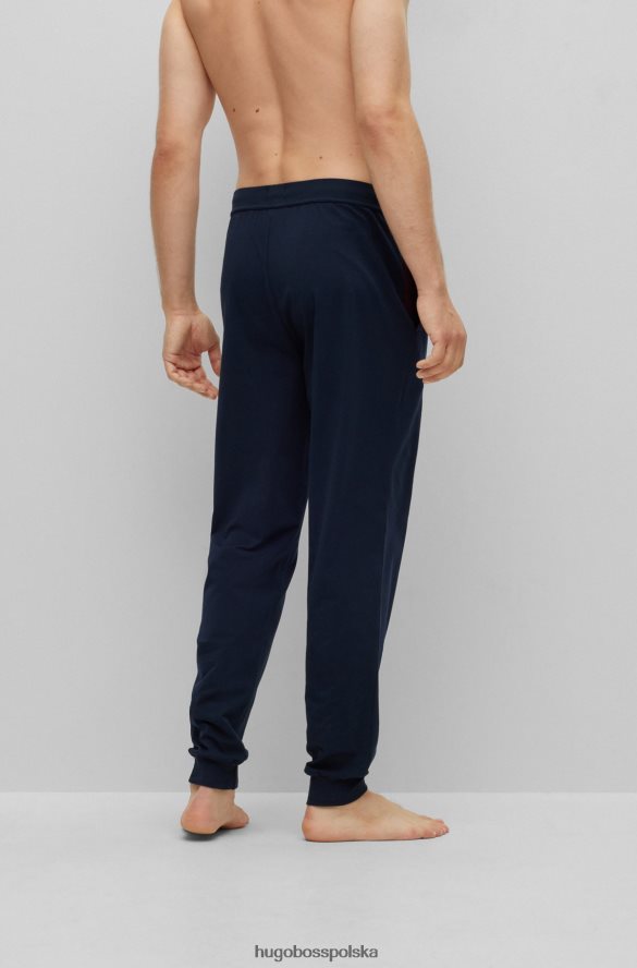 Hugo Boss Ciemnoniebieskie spodnie dresowe z rozciągliwej bawełny z haftowanym logo hugo ciemny niebieski R0X0H62382