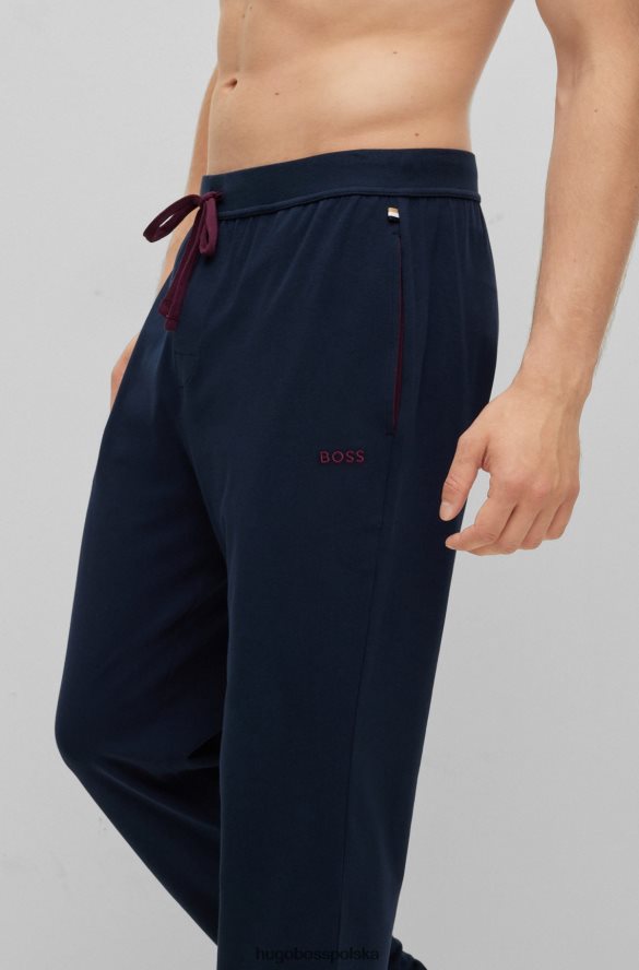 Hugo Boss Ciemnoniebieskie spodnie dresowe z rozciągliwej bawełny z haftowanym logo hugo ciemny niebieski R0X0H62382