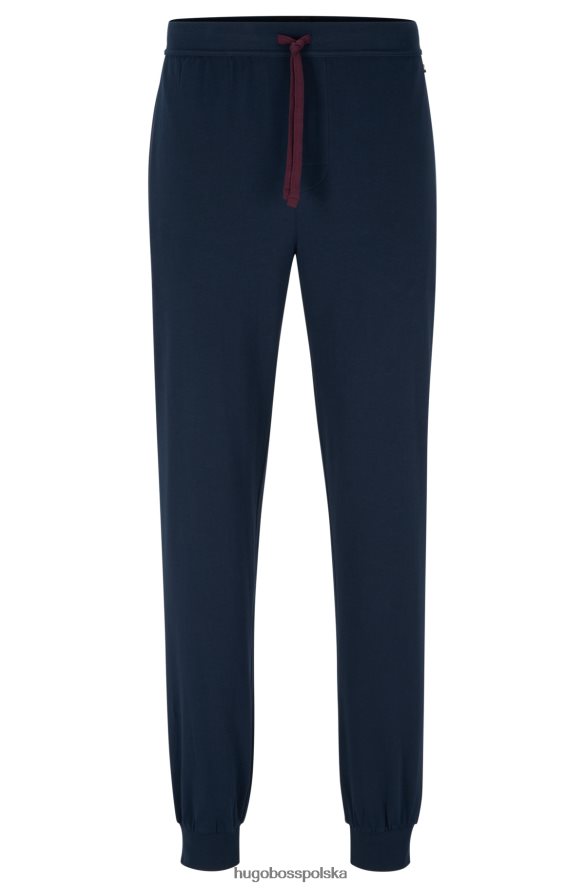 Hugo Boss Ciemnoniebieskie spodnie dresowe z rozciągliwej bawełny z haftowanym logo hugo ciemny niebieski R0X0H62382